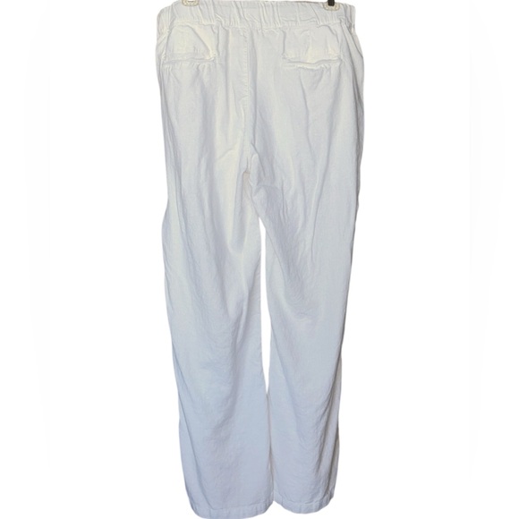 Caslon White Relaxed Linen Blend Drawstring Waist Pants Wide Leg Resortwear Sz M - Picture 4 of 14